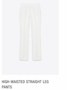 Zara White High-Waisted Straight Leg Pants
